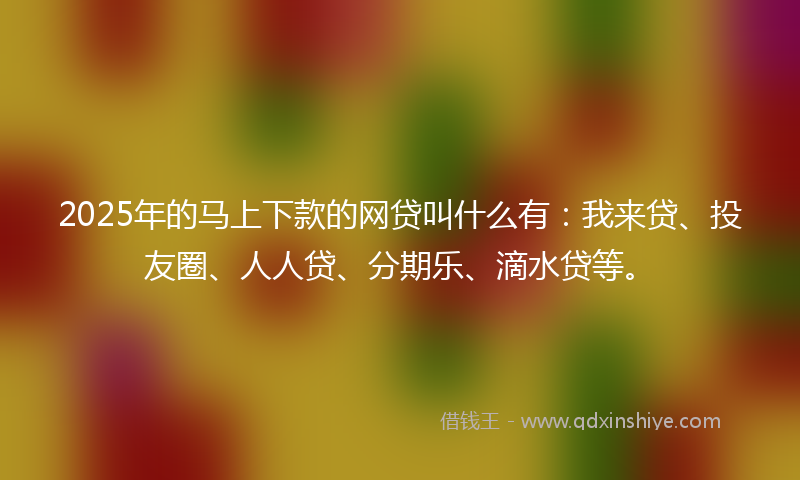 2025年的马上下款的网贷叫什么有：我来贷、投友圈、人人贷、分期乐、滴水贷等。