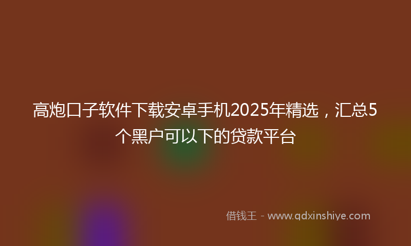 高炮口子软件下载安卓手机2025年精选，汇总5个黑户可以下的贷款平台