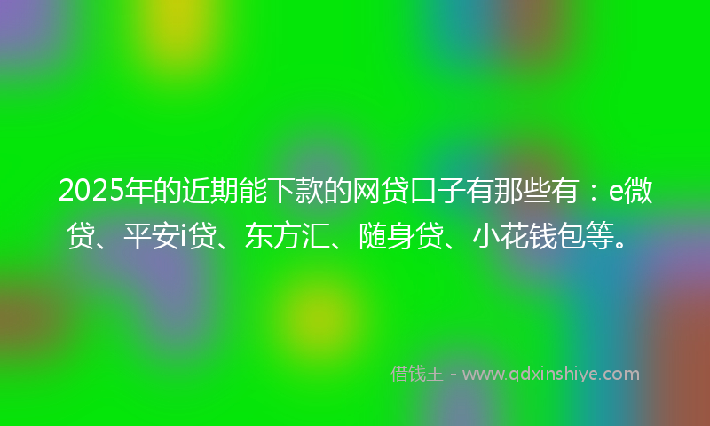 2025年的近期能下款的网贷口子有那些有：e微贷、平安i贷、东方汇、随身贷、小花钱包等。