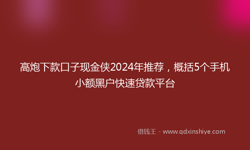 高炮下款口子现金侠2024年推荐，概括5个手机小额黑户快速贷款平台