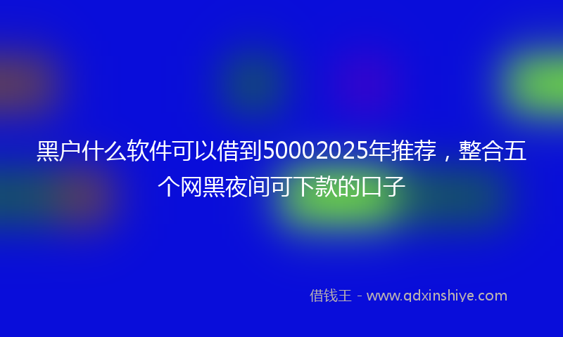 黑户什么软件可以借到50002025年推荐，整合五个网黑夜间可下款的口子