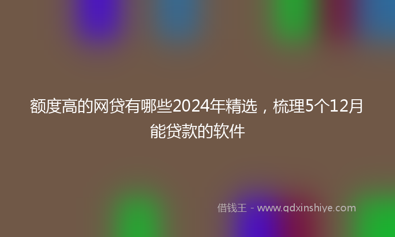 额度高的网贷有哪些2024年精选，梳理5个12月能贷款的软件