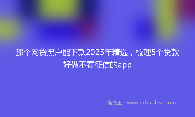 那个网贷黑户能下款2025年精选，梳理5个贷款好做不看征信的app