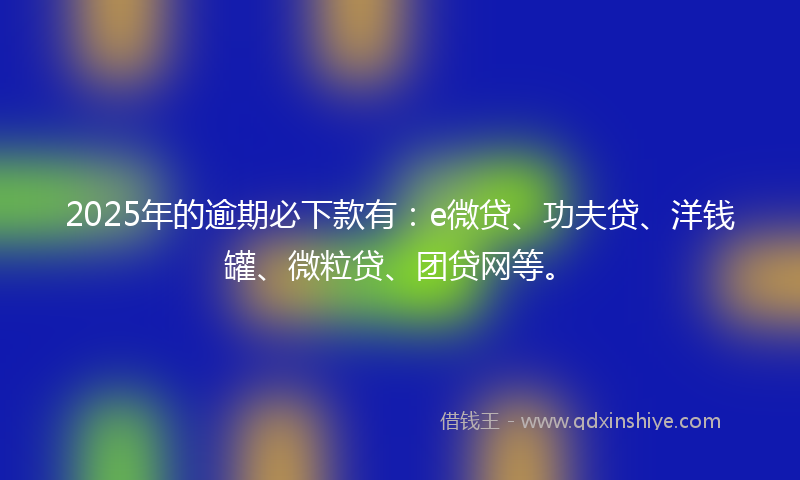2025年的逾期必下款有：e微贷、功夫贷、洋钱罐、微粒贷、团贷网等。