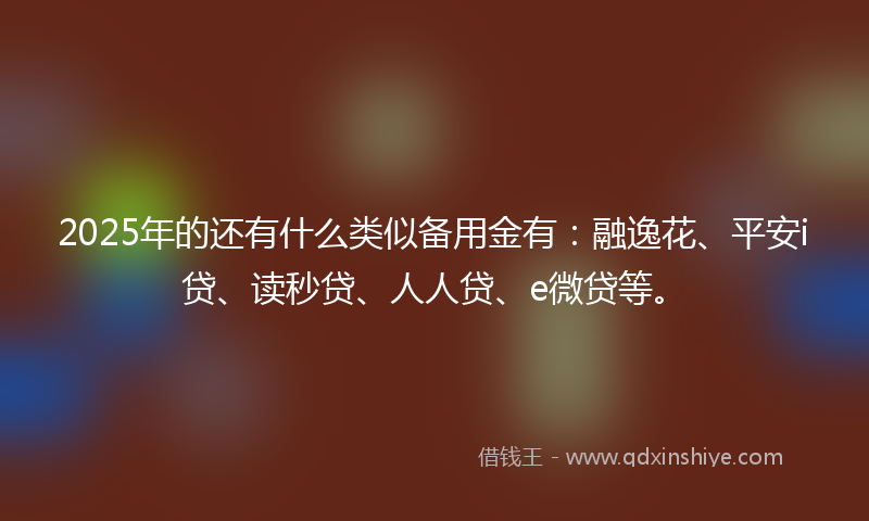 2025年的还有什么类似备用金有：融逸花、平安i贷、读秒贷、人人贷、e微贷等。