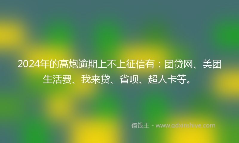 2024年的高炮逾期上不上征信有：团贷网、美团生活费、我来贷、省呗、超人卡等。