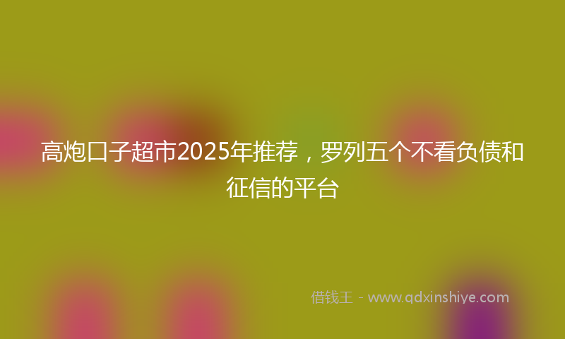 高炮口子超市2025年推荐，罗列五个不看负债和征信的平台