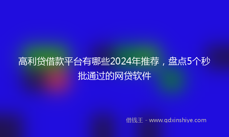 高利贷借款平台有哪些2024年推荐，盘点5个秒批通过的网贷软件