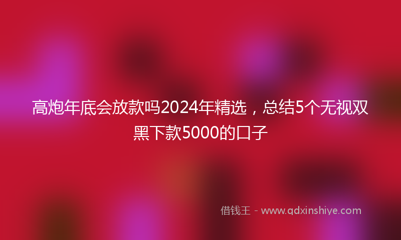 高炮年底会放款吗2024年精选，总结5个无视双黑下款5000的口子