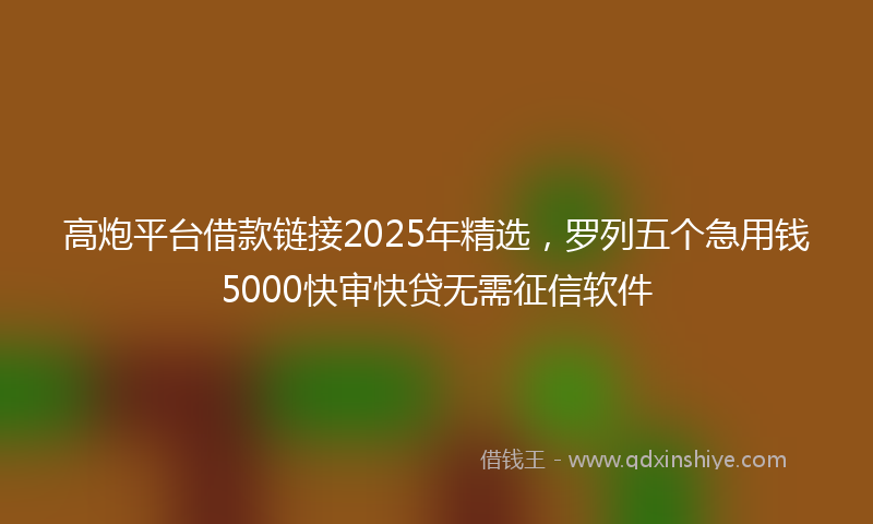 高炮平台借款链接2025年精选，罗列五个急用钱5000快审快贷无需征信软件