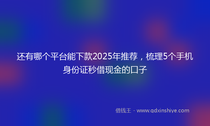 还有哪个平台能下款2025年推荐，梳理5个手机身份证秒借现金的口子
