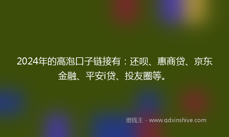2024年的高泡口子链接有：还呗、惠商贷、京东金融、平安i贷、投友圈等。
