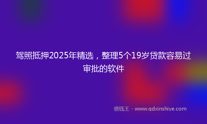 驾照抵押2025年精选，整理5个19岁贷款容易过审批的软件