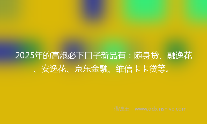 2025年的高炮必下口子新品有：随身贷、融逸花、安逸花、京东金融、维信卡卡贷等。