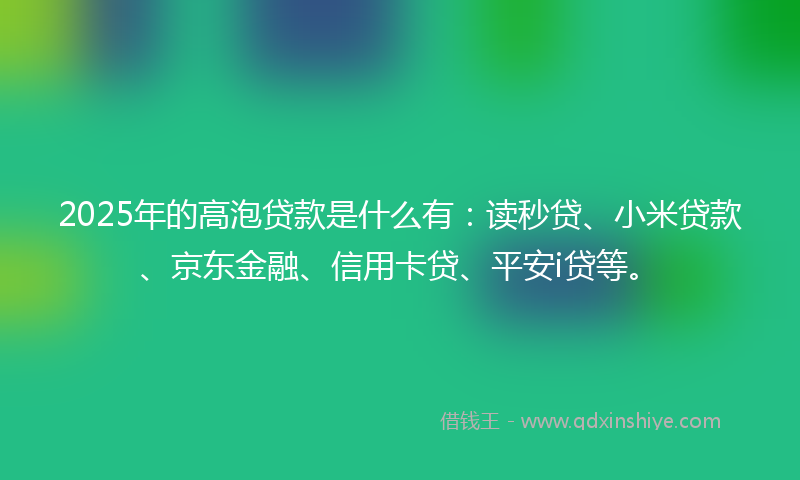 2025年的高泡贷款是什么有：读秒贷、小米贷款、京东金融、信用卡贷、平安i贷等。