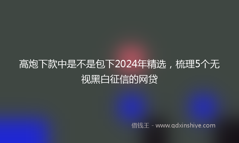 高炮下款中是不是包下2024年精选，梳理5个无视黑白征信的网贷
