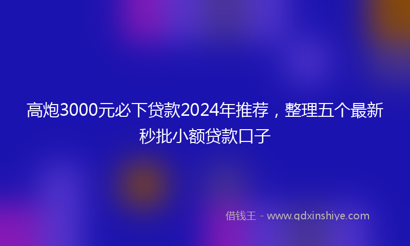 高炮3000元必下贷款2024年推荐，整理五个最新秒批小额贷款口子