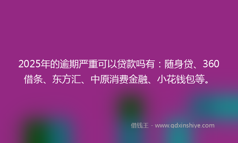 2025年的逾期严重可以贷款吗有：随身贷、360借条、东方汇、中原消费金融、小花钱包等。
