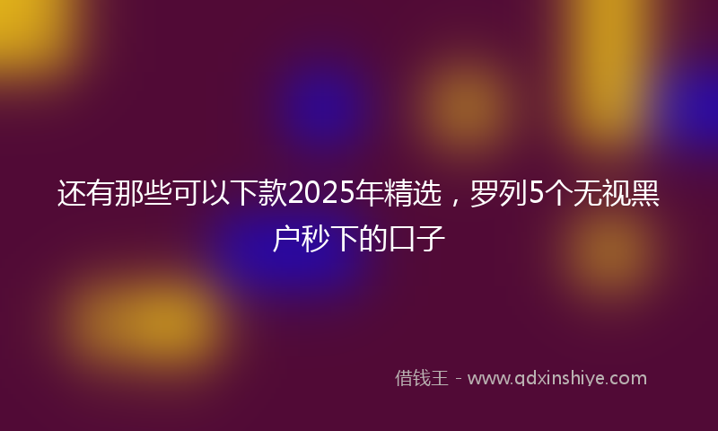 还有那些可以下款2025年精选，罗列5个无视黑户秒下的口子