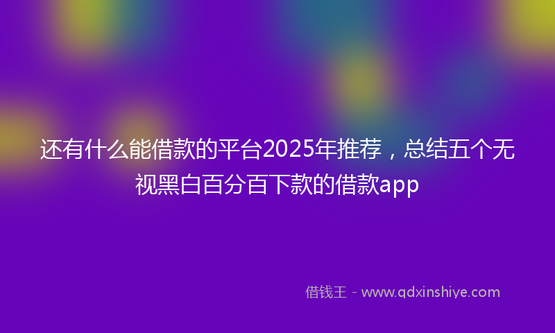 还有什么能借款的平台2025年推荐，总结五个无视黑白百分百下款的借款app