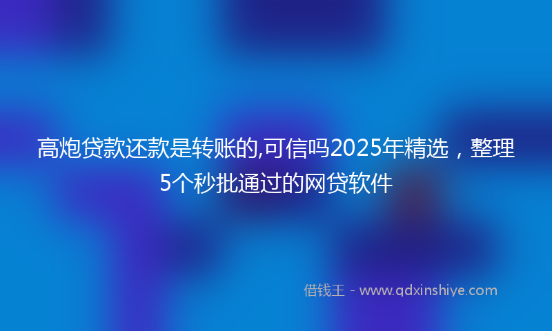 高炮贷款还款是转账的,可信吗2025年精选，整理5个秒批通过的网贷软件