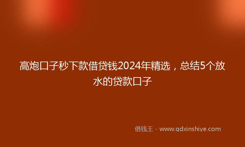 高炮口子秒下款借贷钱2024年精选，总结5个放水的贷款口子