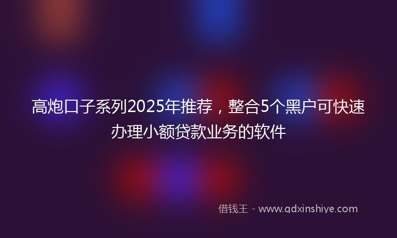 高炮口子系列2025年推荐，整合5个黑户可快速办理小额贷款业务的软件