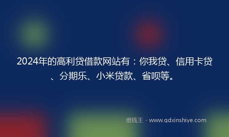 2024年的高利贷借款网站有：你我贷、信用卡贷、分期乐、小米贷款、省呗等。