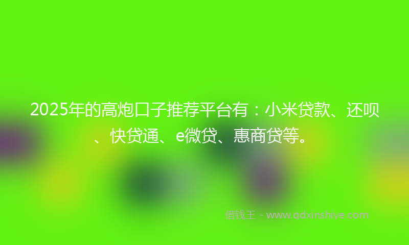 2025年的高炮口子推荐平台有：小米贷款、还呗、快贷通、e微贷、惠商贷等。