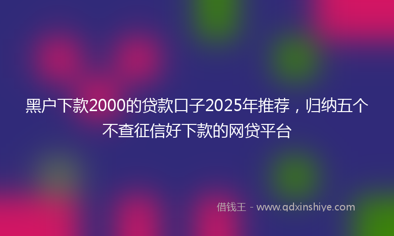 黑户下款2000的贷款口子2025年推荐，归纳五个不查征信好下款的网贷平台