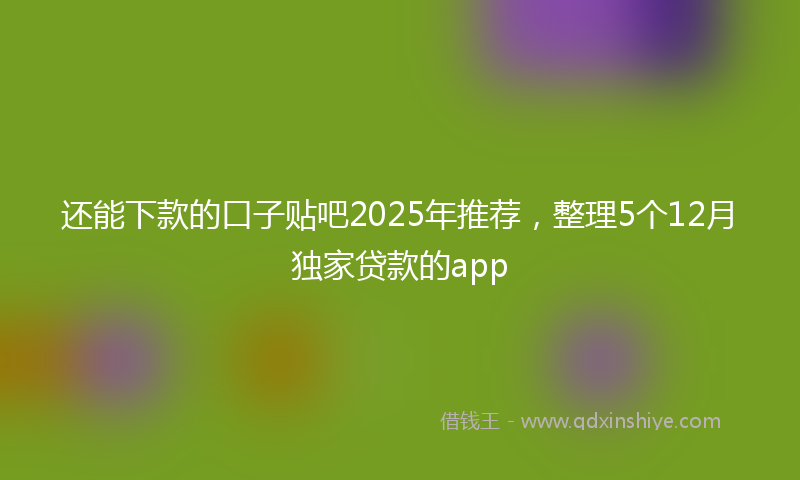 还能下款的口子贴吧2025年推荐，整理5个12月独家贷款的app