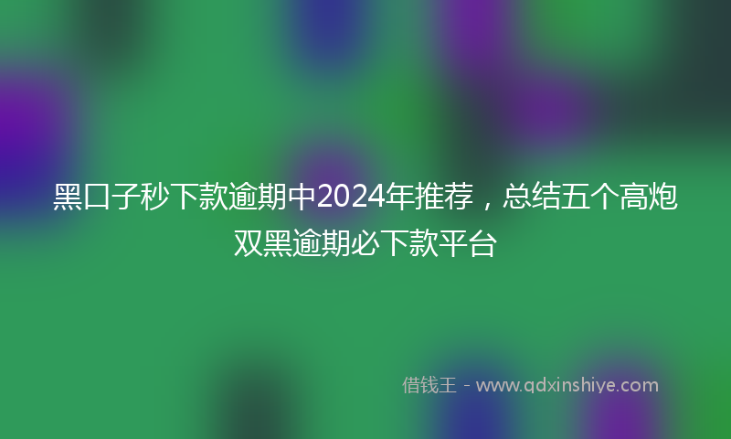 黑口子秒下款逾期中2024年推荐，总结五个高炮双黑逾期必下款平台