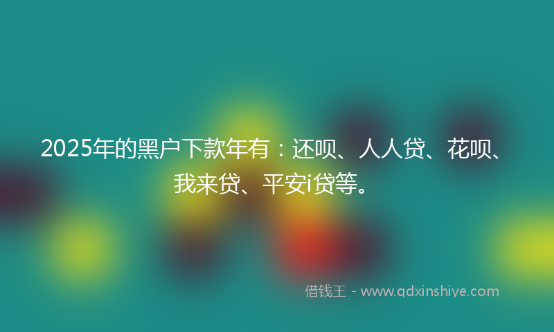 2025年的黑户下款年有：还呗、人人贷、花呗、我来贷、平安i贷等。
