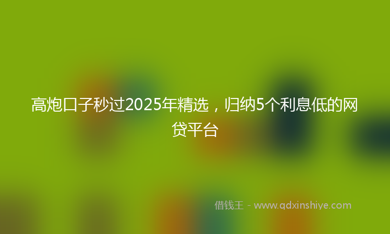 高炮口子秒过2025年精选，归纳5个利息低的网贷平台