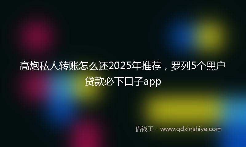 高炮私人转账怎么还2025年推荐，罗列5个黑户贷款必下口子app