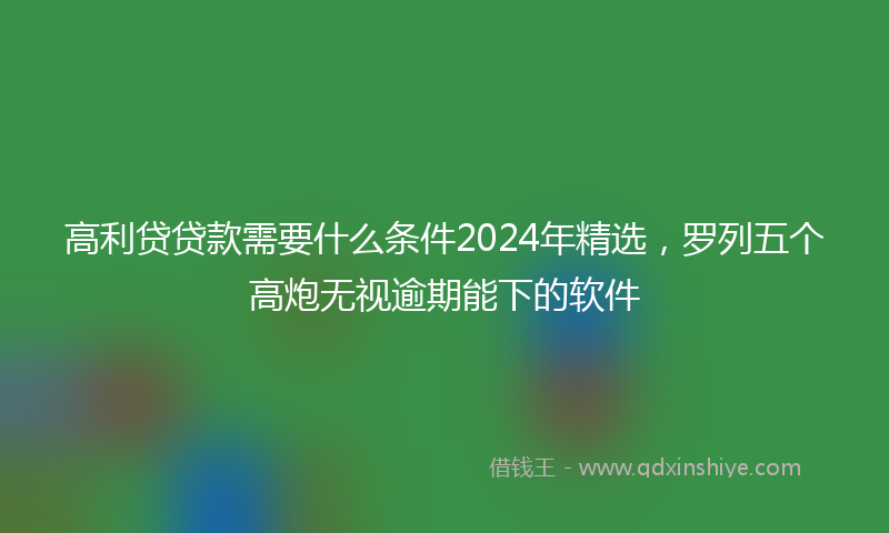 高利贷贷款需要什么条件2024年精选，罗列五个高炮无视逾期能下的软件