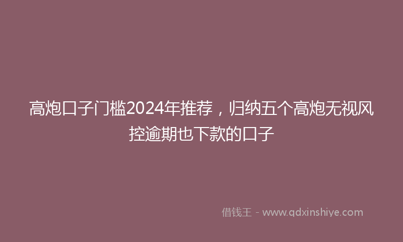 高炮口子门槛2024年推荐，归纳五个高炮无视风控逾期也下款的口子
