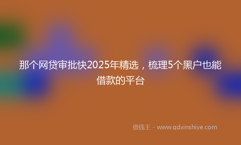 那个网贷审批快2025年精选，梳理5个黑户也能借款的平台