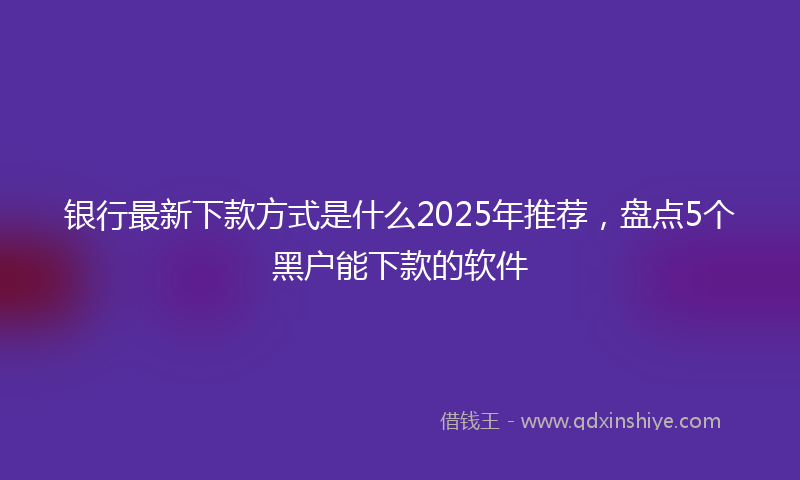 银行最新下款方式是什么2025年推荐，盘点5个黑户能下款的软件