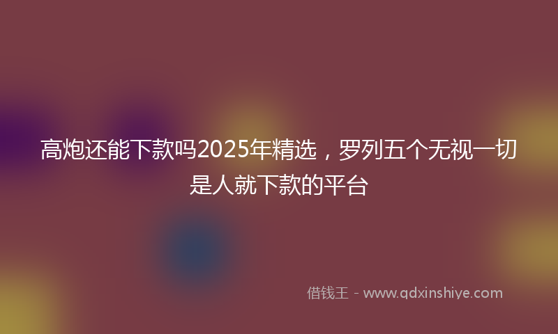高炮还能下款吗2025年精选，罗列五个无视一切是人就下款的平台