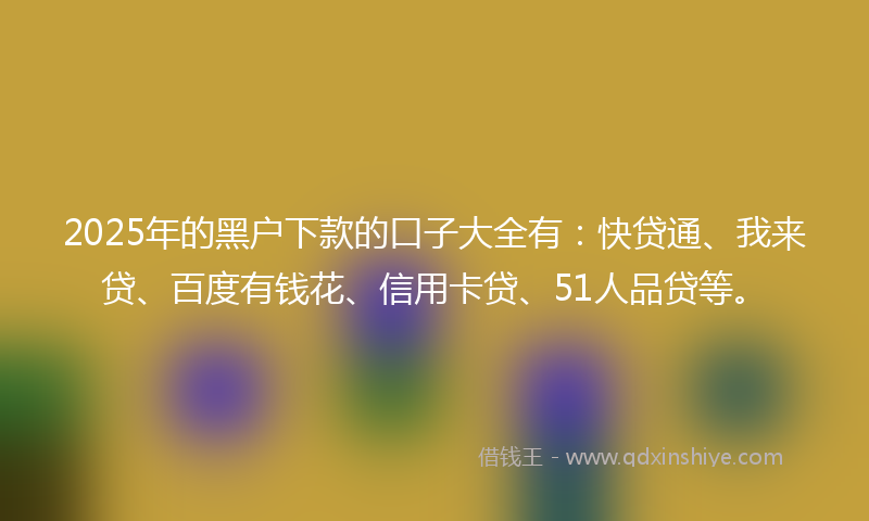 2025年的黑户下款的口子大全有：快贷通、我来贷、百度有钱花、信用卡贷、51人品贷等。