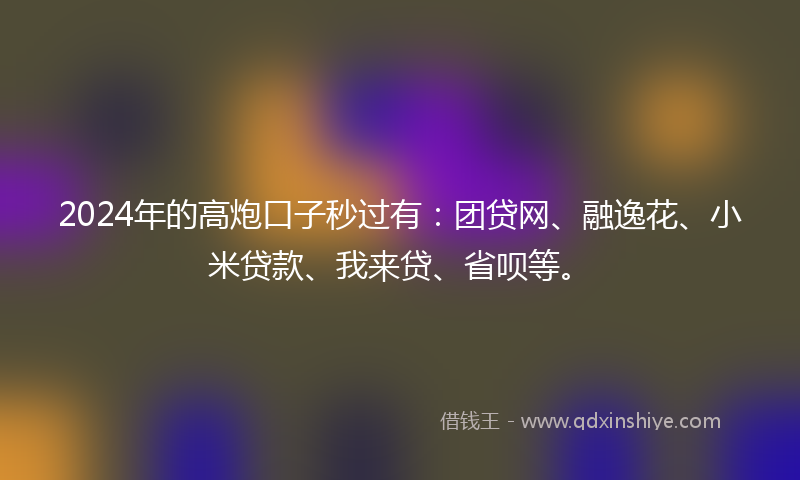 2024年的高炮口子秒过有：团贷网、融逸花、小米贷款、我来贷、省呗等。