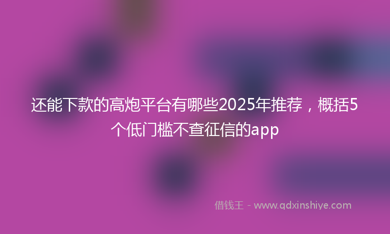 还能下款的高炮平台有哪些2025年推荐，概括5个低门槛不查征信的app