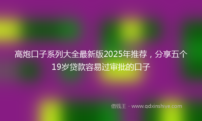 高炮口子系列大全最新版2025年推荐，分享五个19岁贷款容易过审批的口子