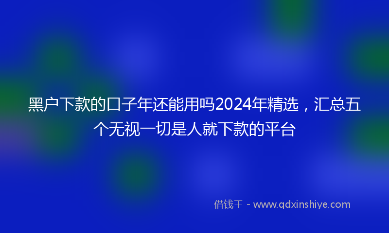 黑户下款的口子年还能用吗2024年精选，汇总五个无视一切是人就下款的平台