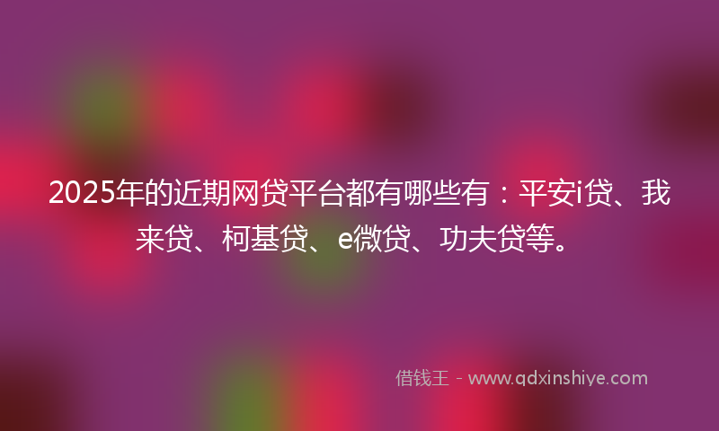 2025年的近期网贷平台都有哪些有：平安i贷、我来贷、柯基贷、e微贷、功夫贷等。