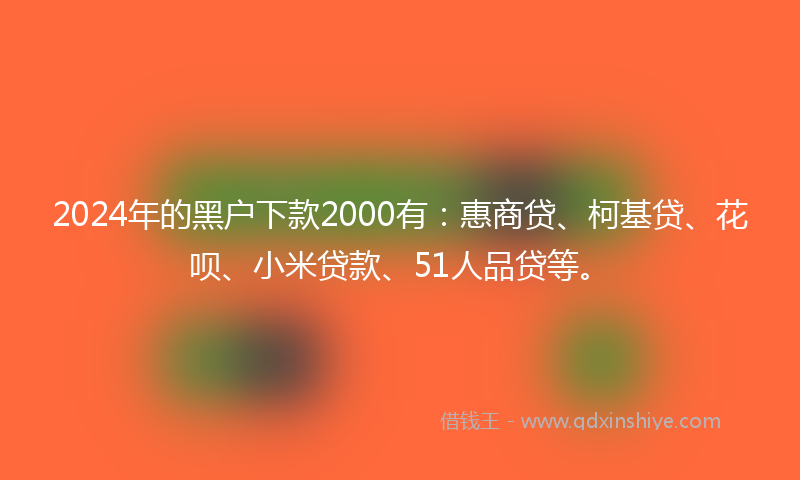 2024年的黑户下款2000有：惠商贷、柯基贷、花呗、小米贷款、51人品贷等。