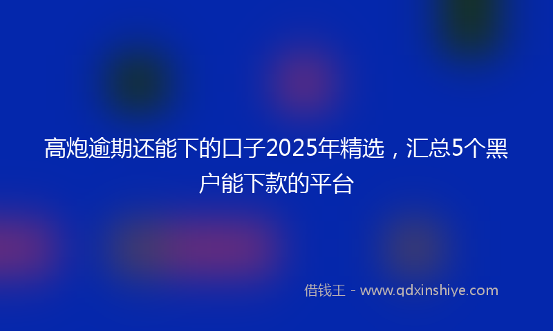 高炮逾期还能下的口子2025年精选，汇总5个黑户能下款的平台