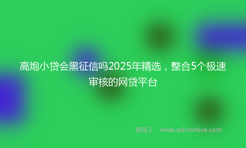 高炮小贷会黑征信吗2025年精选，整合5个极速审核的网贷平台
