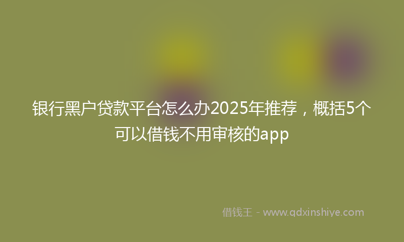 银行黑户贷款平台怎么办2025年推荐，概括5个可以借钱不用审核的app